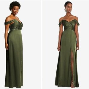 Dessy Collection • Formal Gown • Olive Green • 2R • Off Shoulder • Bridesmaid